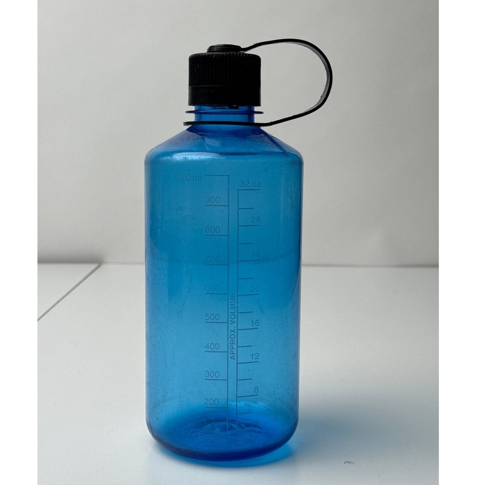 Nalgene 32oz Narrow Mouth Water Bottle Blue Translucent BPA Free Made in USA